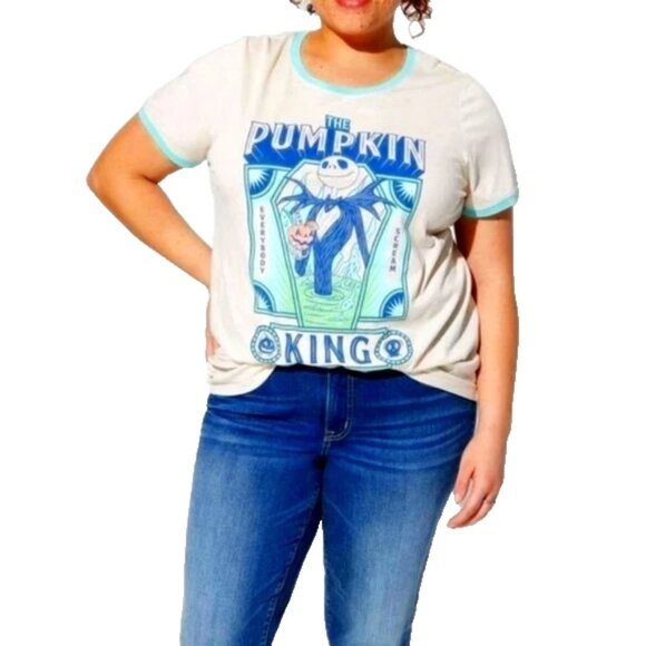 ❤️NWT VINTAGE TORRID NIGHTMARE BEFORE CHRISTMAS PUMPKIN KING HALLOWEEN TEE PLUS - Picture 8 of 10